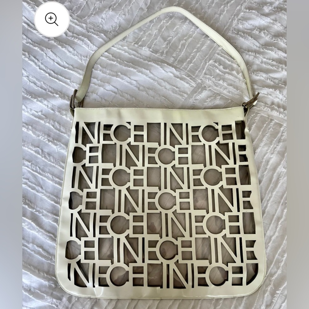 Celine White Transparent Clear PVC Vinyl Tote Bag Beach Pool Authentic Vintage